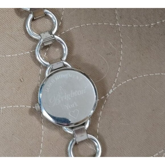 Brighton Watch York Womens Silver-Tone Link Bracelet With White Dial Heart - Picture 5 of 10